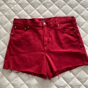 Gap Denim Red Frayed Shorts sz 33 Tall New Without Tags 3” inseam